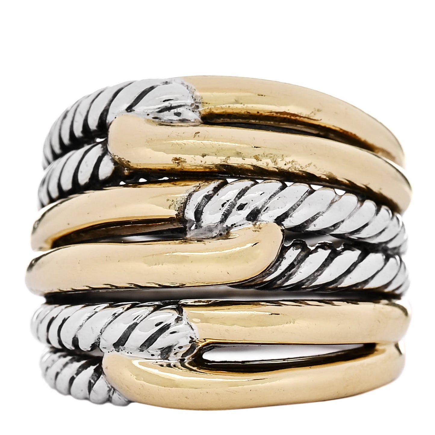 Sterling Silver Yellow Gold Triple Loop Labyrinth Ring 52 6