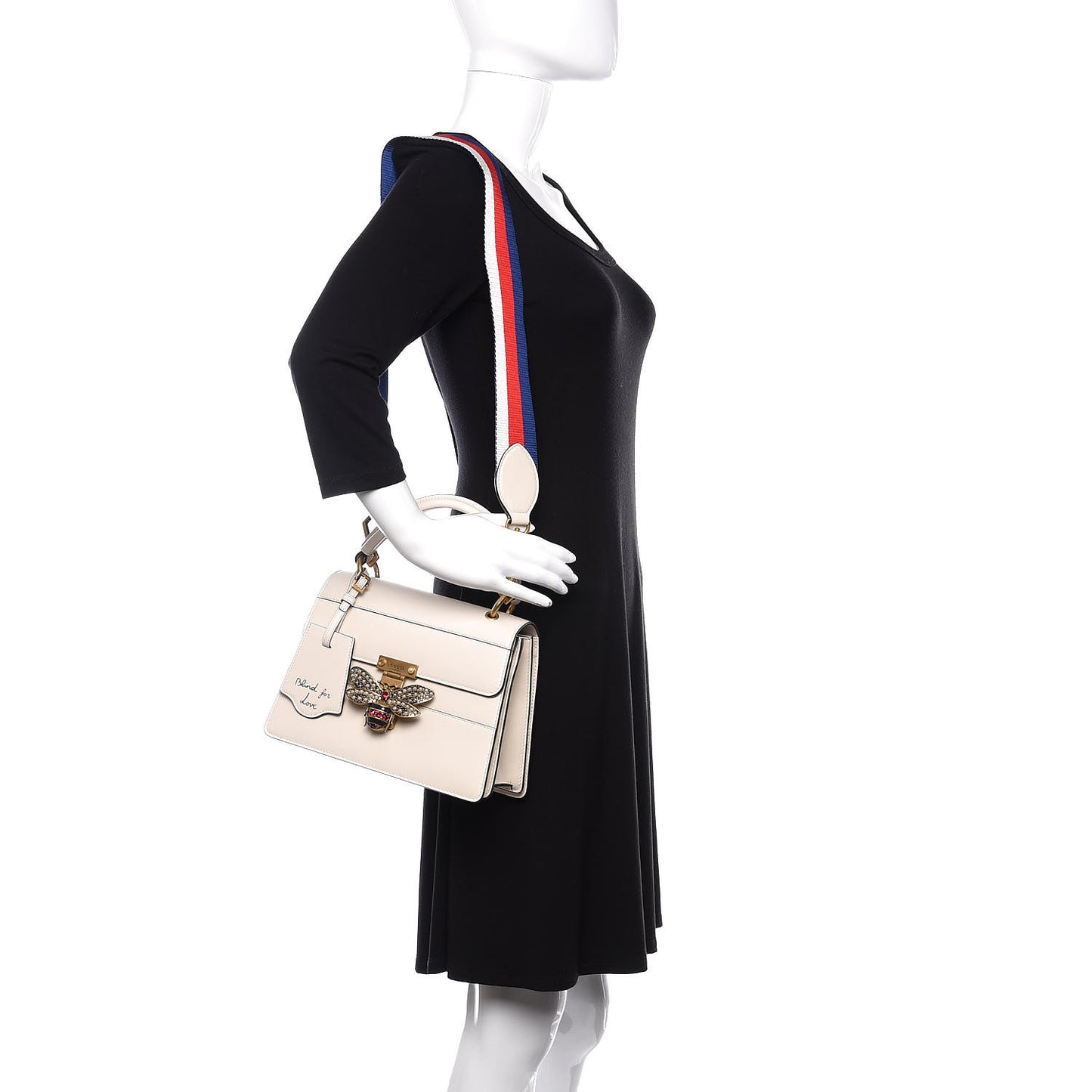 Calfskin Sylvie Web Small Queen Margaret Top Handle Bag White