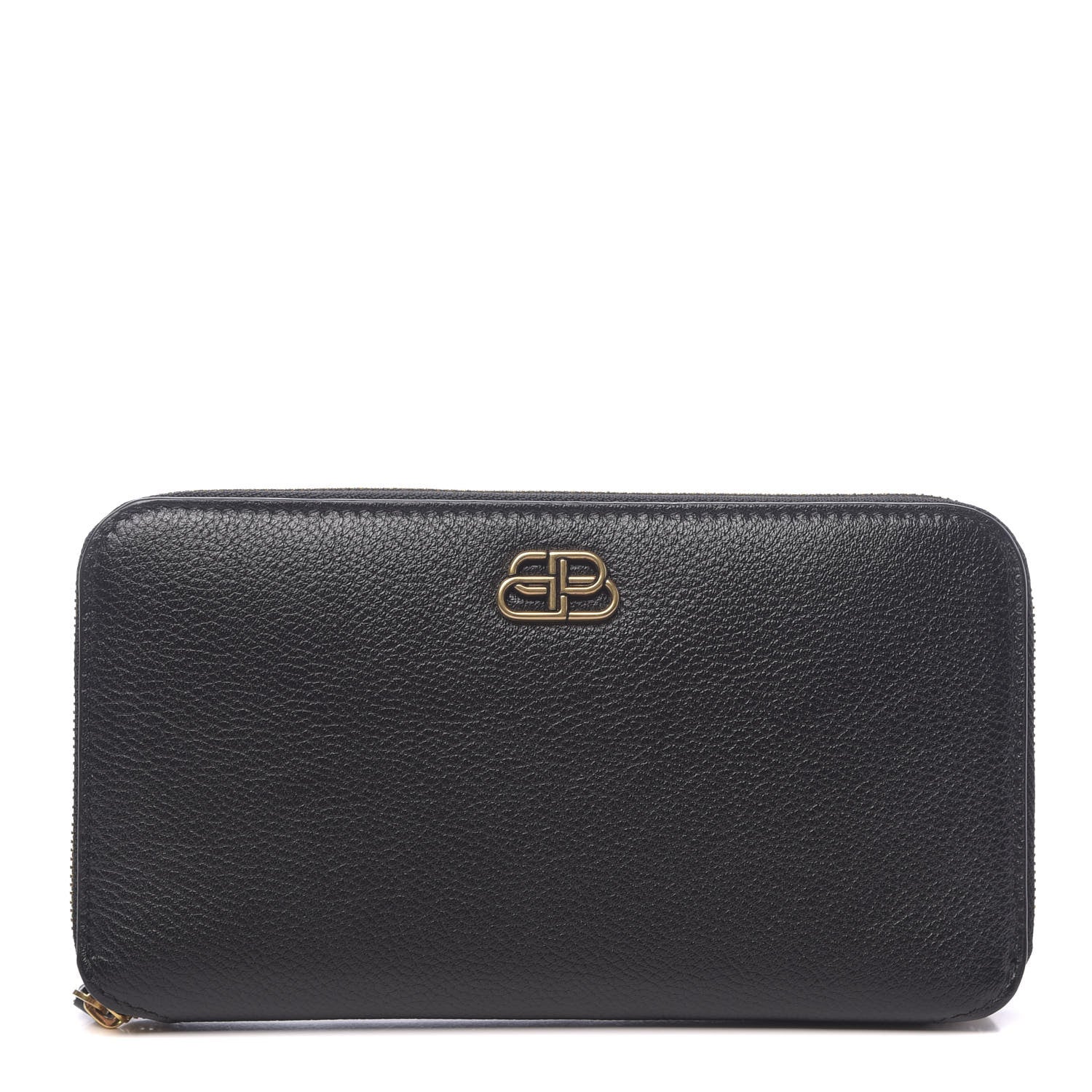 Balenciaga Grained Calfskin BB Continental Zip Around Wallet Black 1 of 7