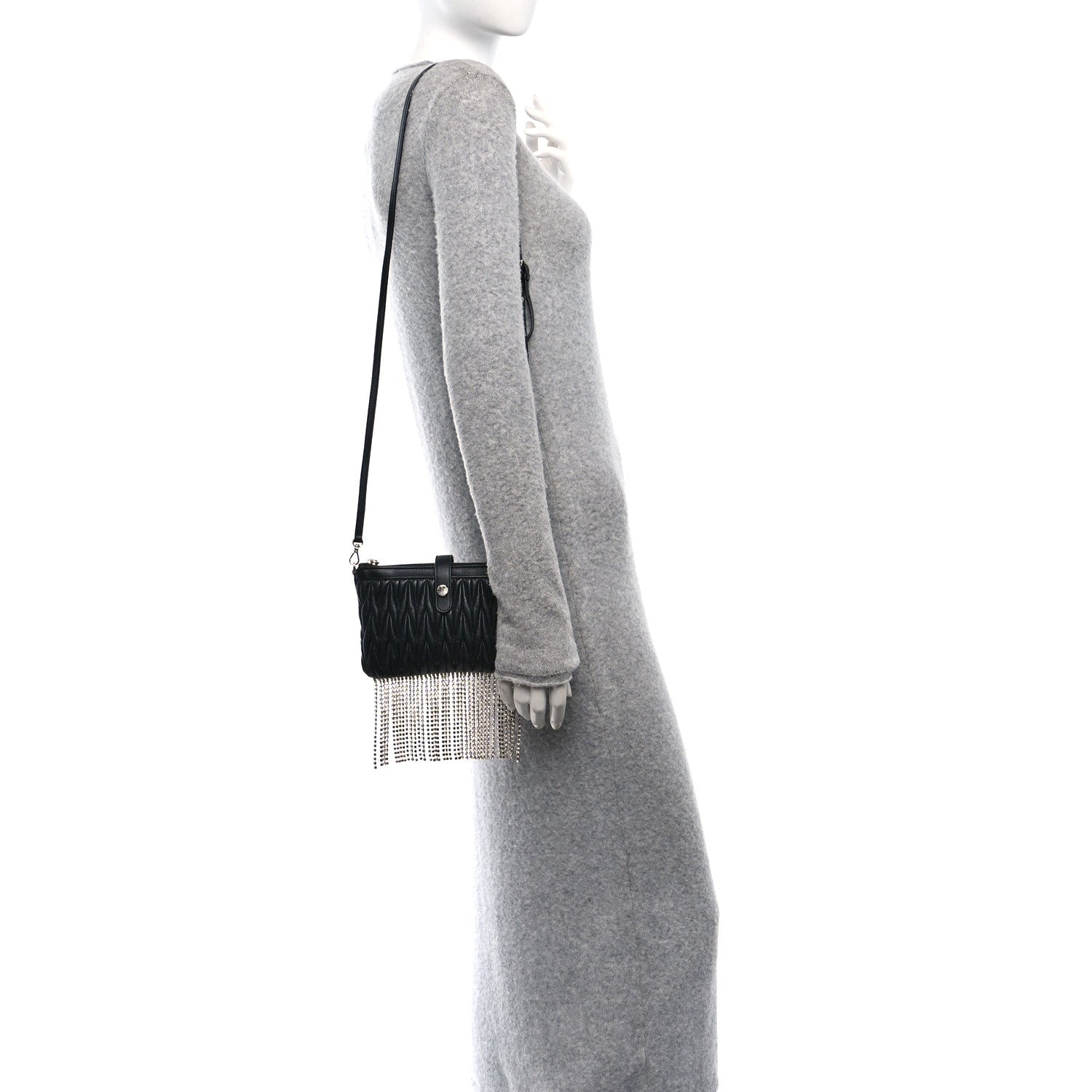 Miu Miu Nappa Matelasse Crystal Mini Crossbody Black 2 of 10