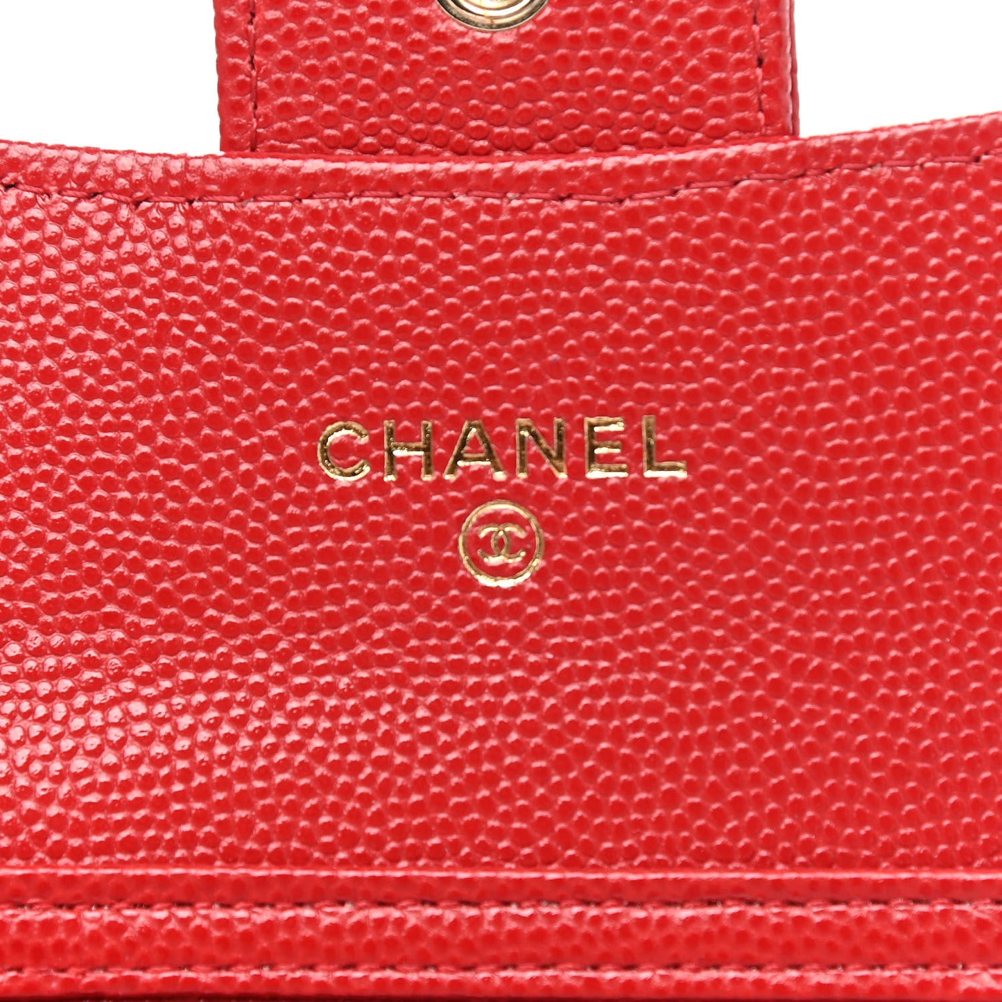Caviar Quilted Flap Card Holder On Chain Red