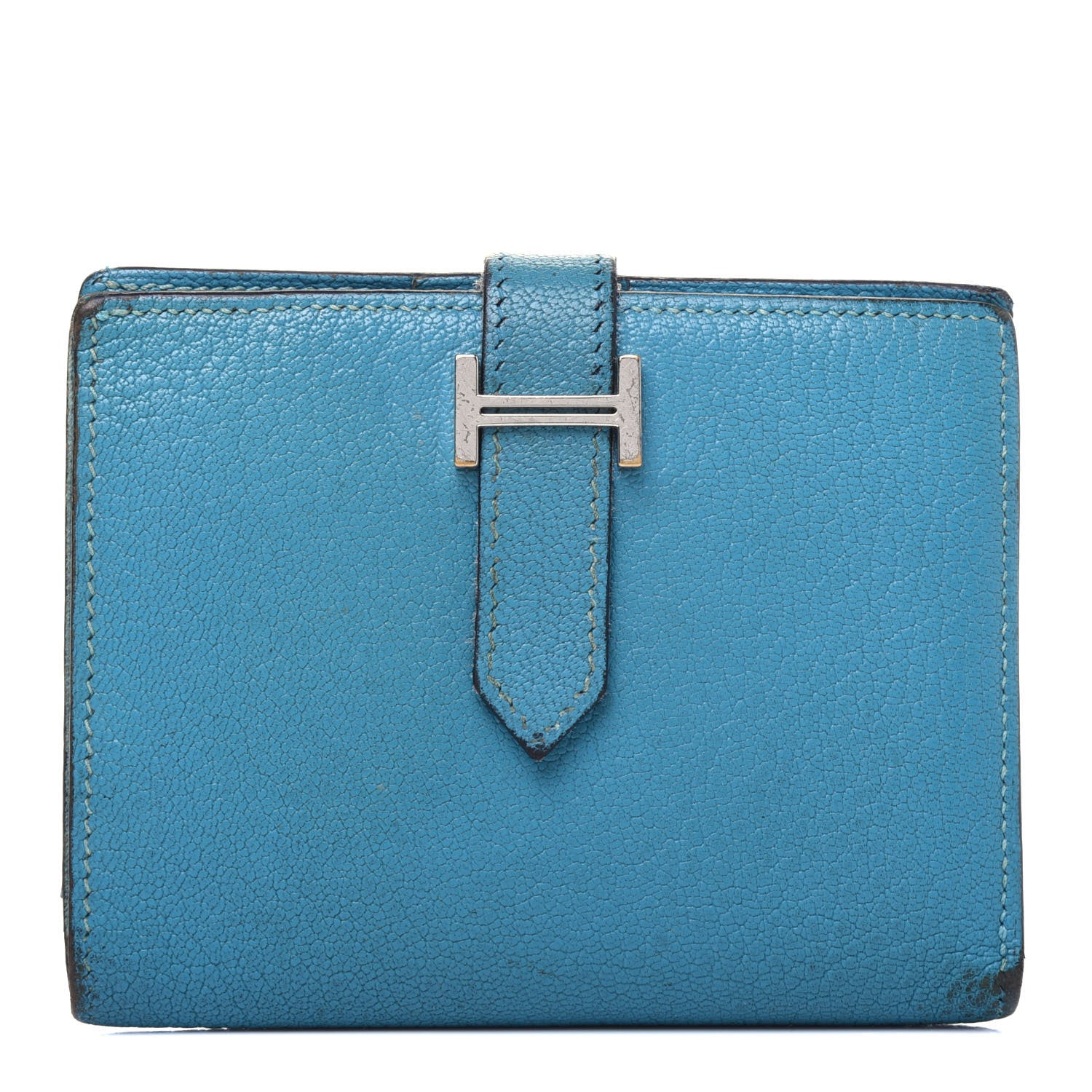 Hermes Chevre Mysore Compact Bearn Wallet Blue Jean 1 of 29