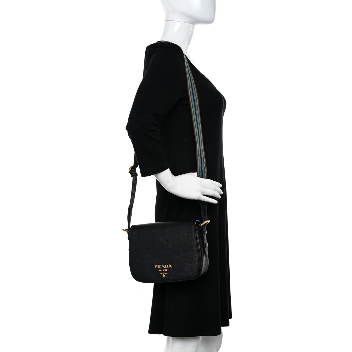 Saffiano Flap Crossbody Black