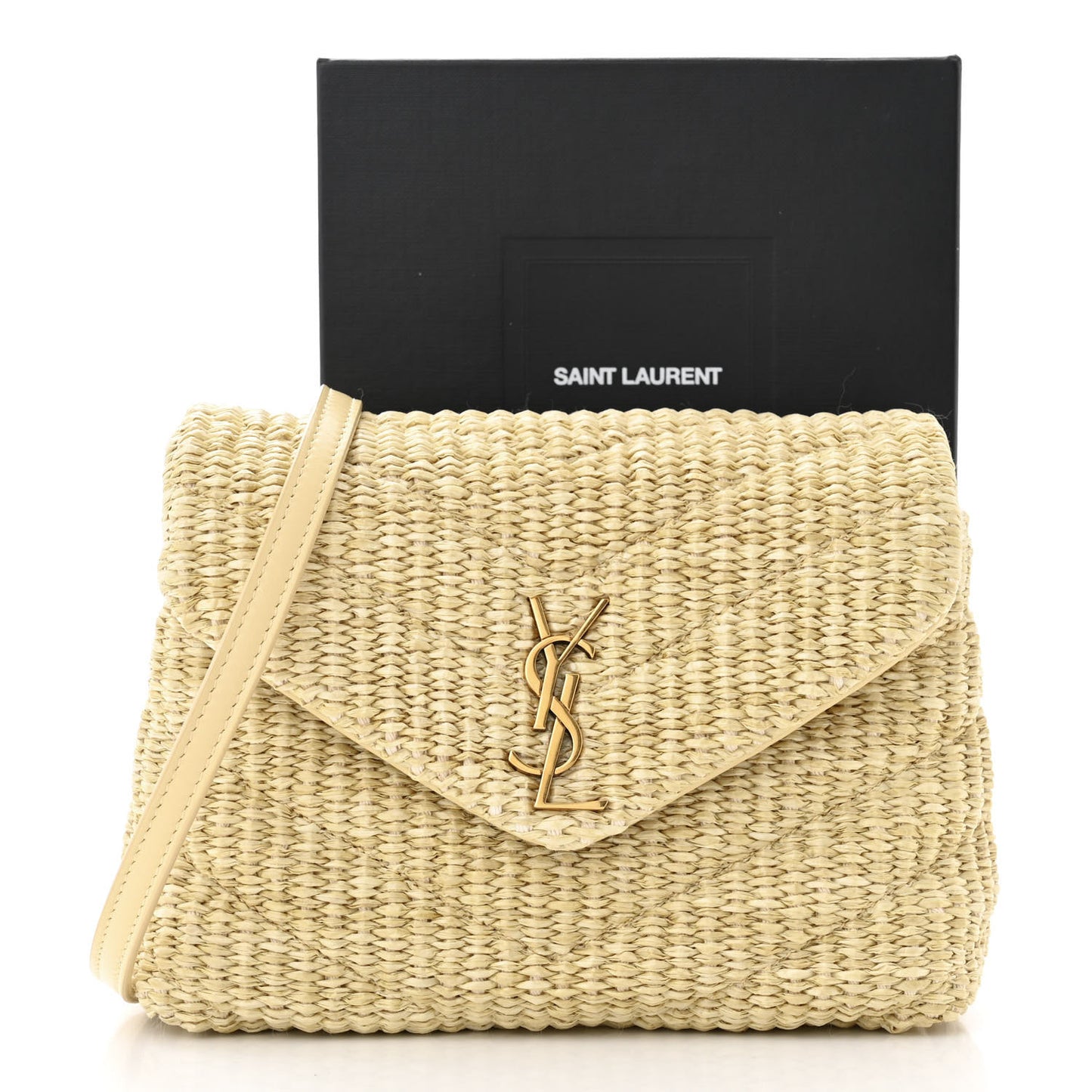 Raffia Monogram Toy Loulou Chain Satchel Naturale