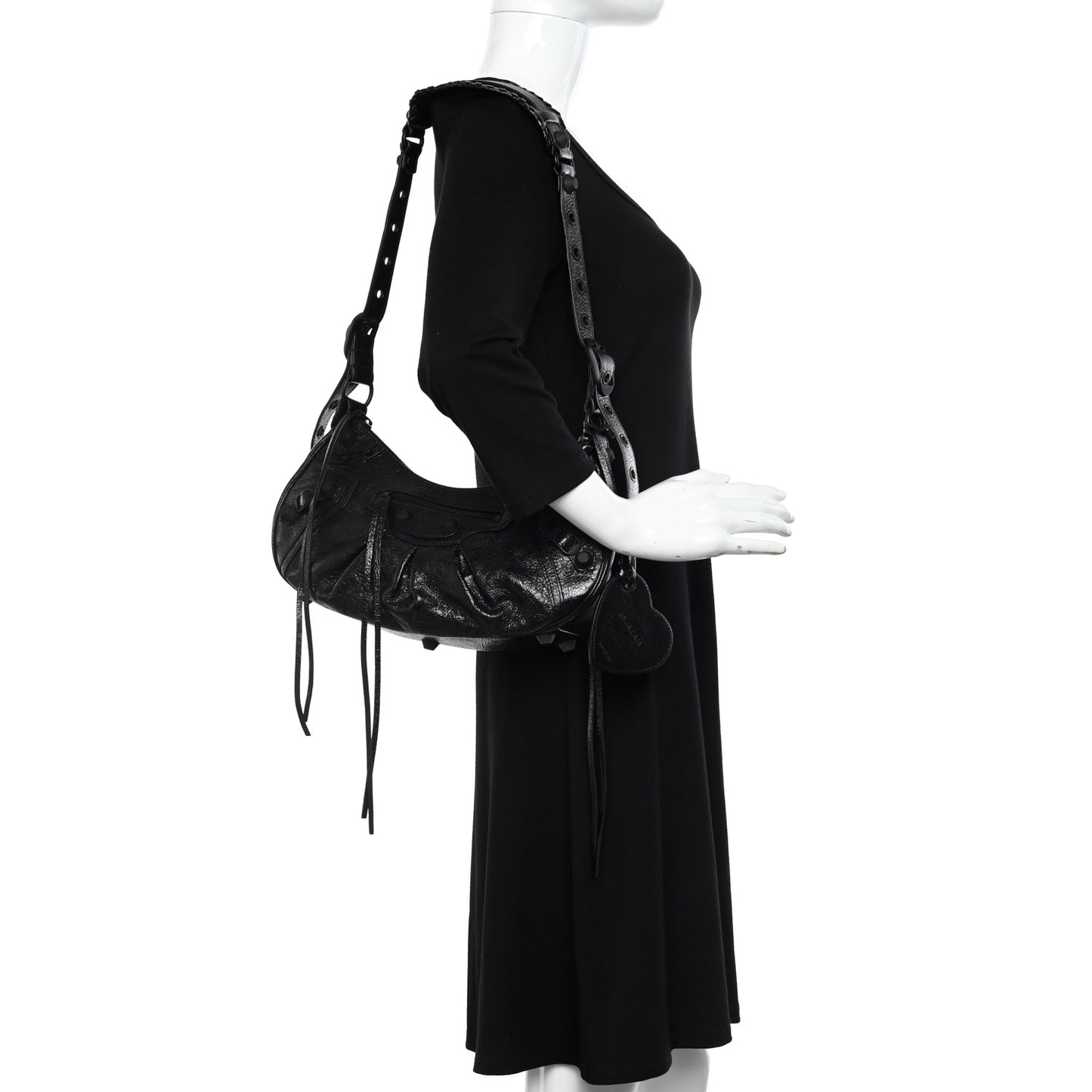 Agneau Arena Monochrome Small Le Cagole Shoulder Bag Black
