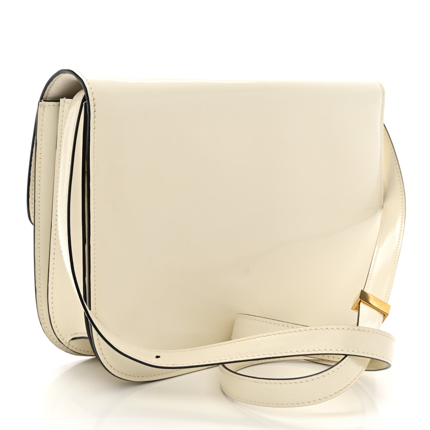 Spazzolato Calfskin Medium Classic Box Flap Bag White
