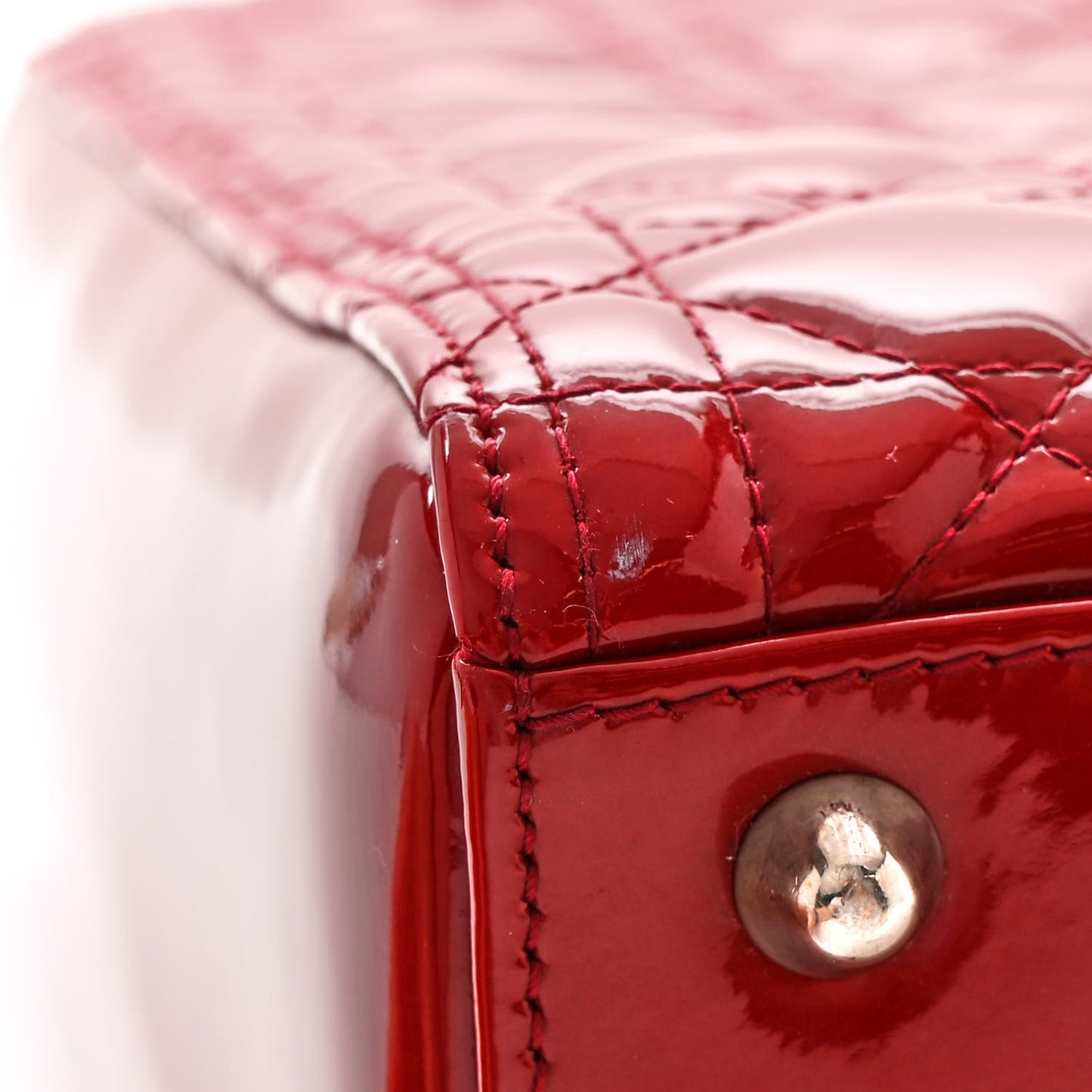 Patent Cannage Large Lady Dior Red