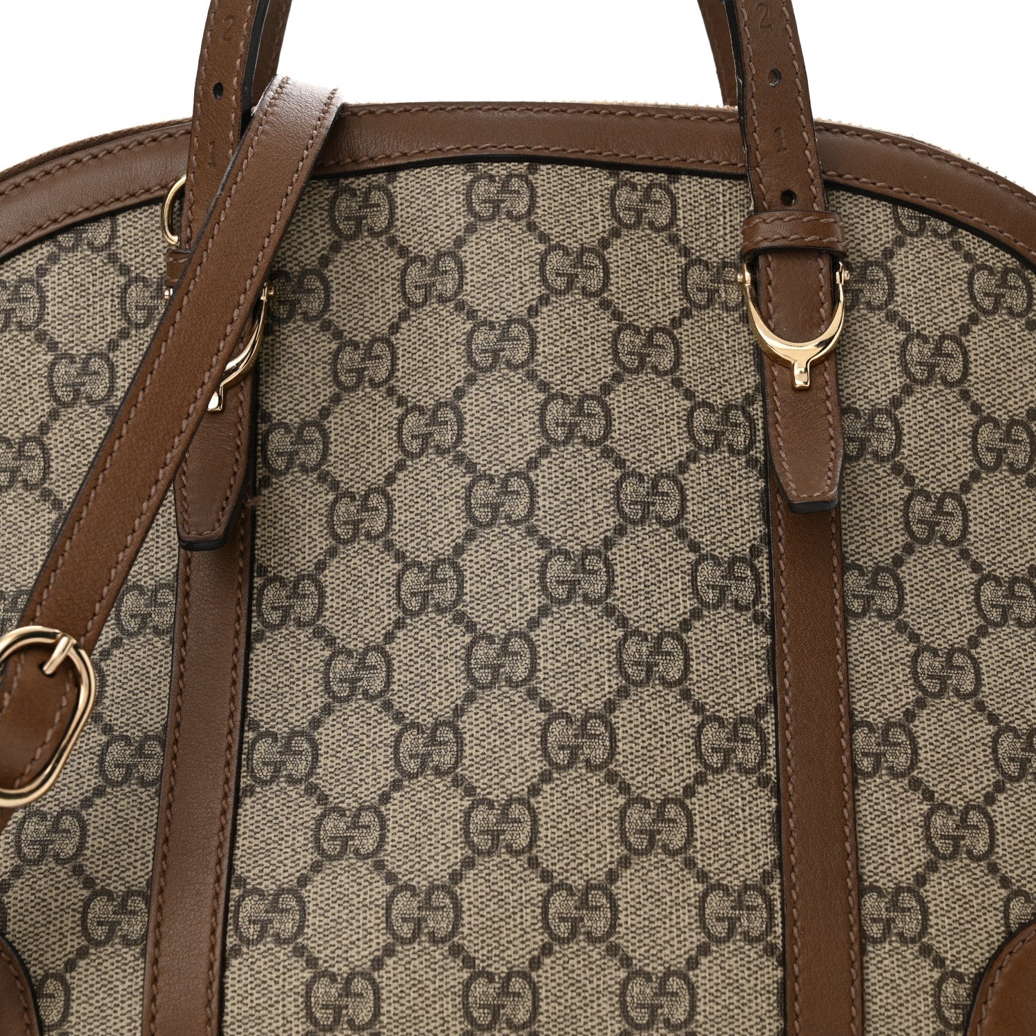 Gucci GG Supreme Monogram Margaux Calfskin Small Nice Top Handle Dome Bag Beige Ebony Acero 8 of 23