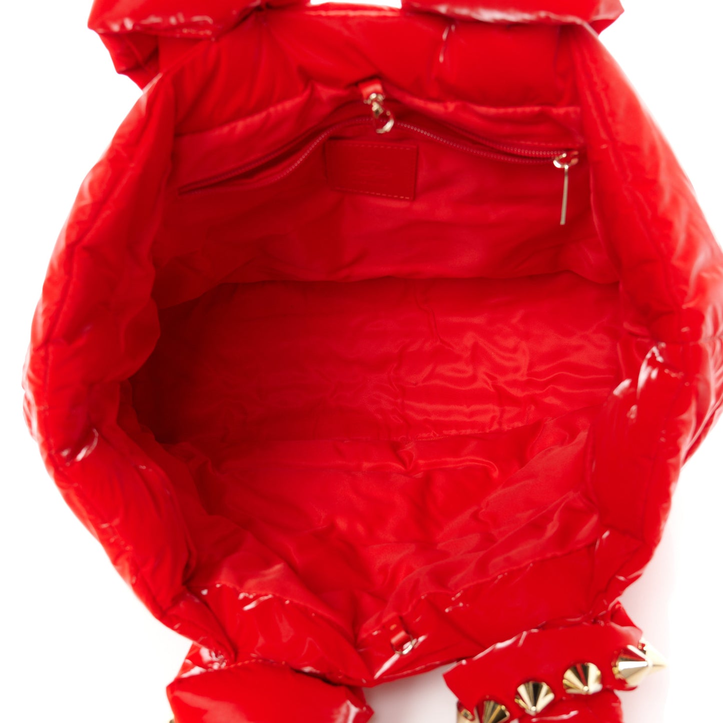Nylon Padded Gloss Large Cabamoon Tote Red