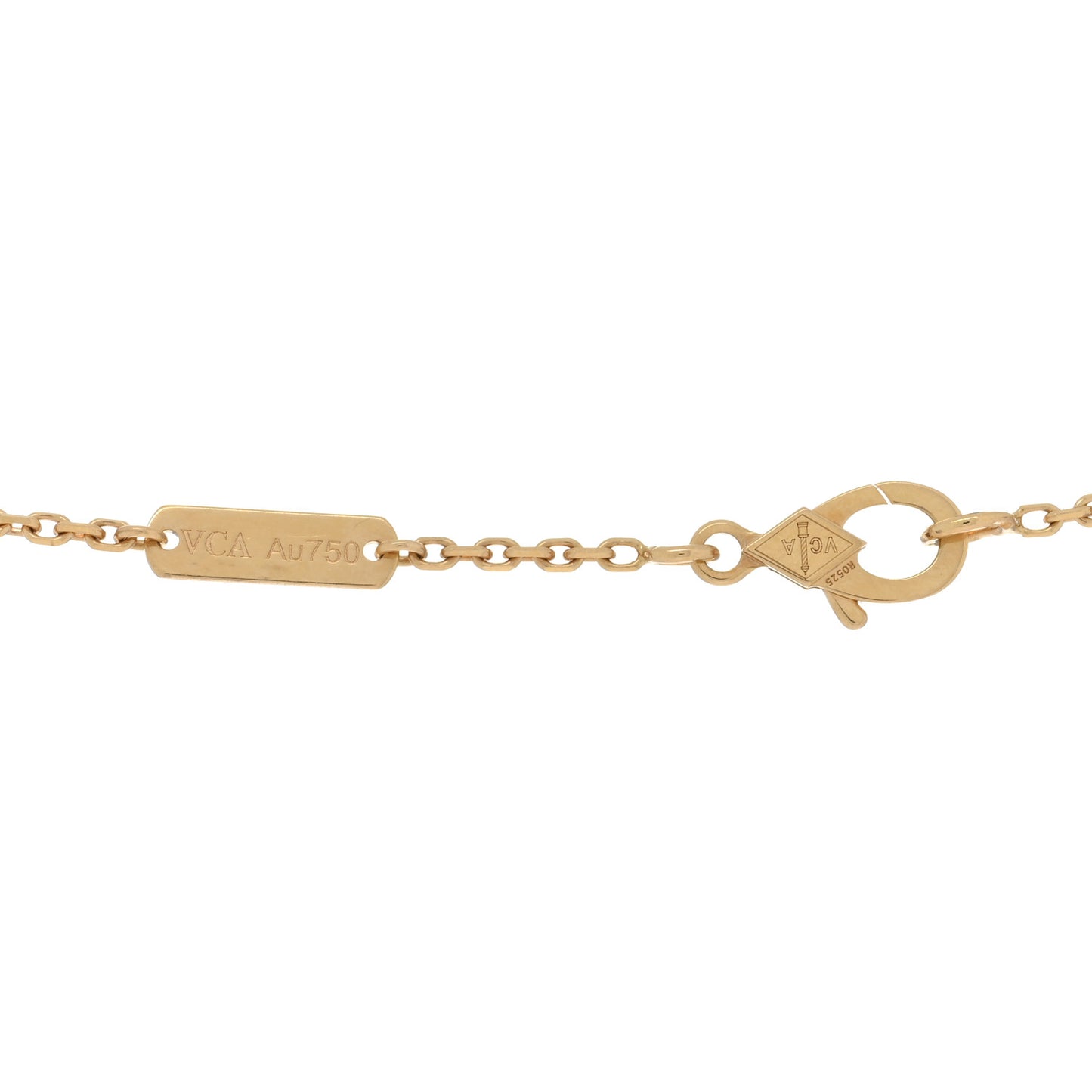 18K Yellow Gold Diamond Yellow Mother of Pearl Vintage Alhambra Pendant Necklace