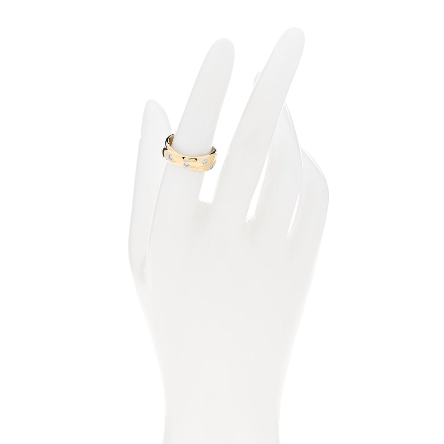 18K Yellow Gold Platinum Diamond Etoile Twist Band Ring 53 6.5