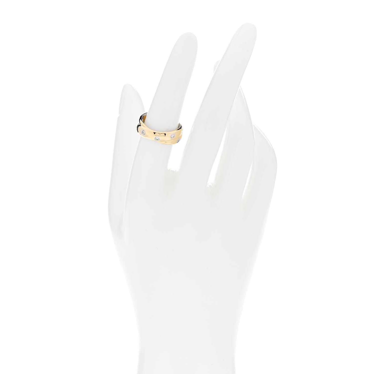 Tiffany 18K Yellow Gold Platinum Diamond Etoile Twist Band Ring 53 6.5 2 of 4