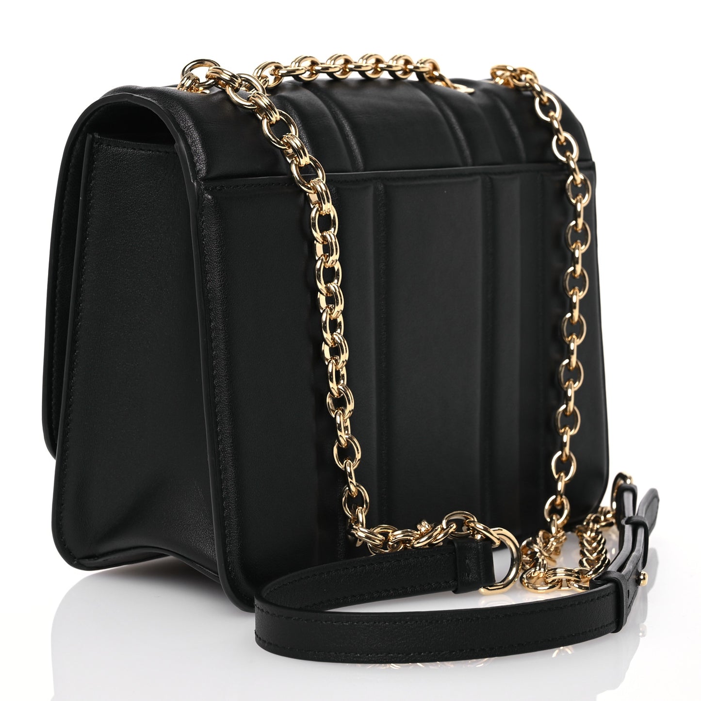 Calfskin Quilted Medium New Gancini Shoulder Bag Black