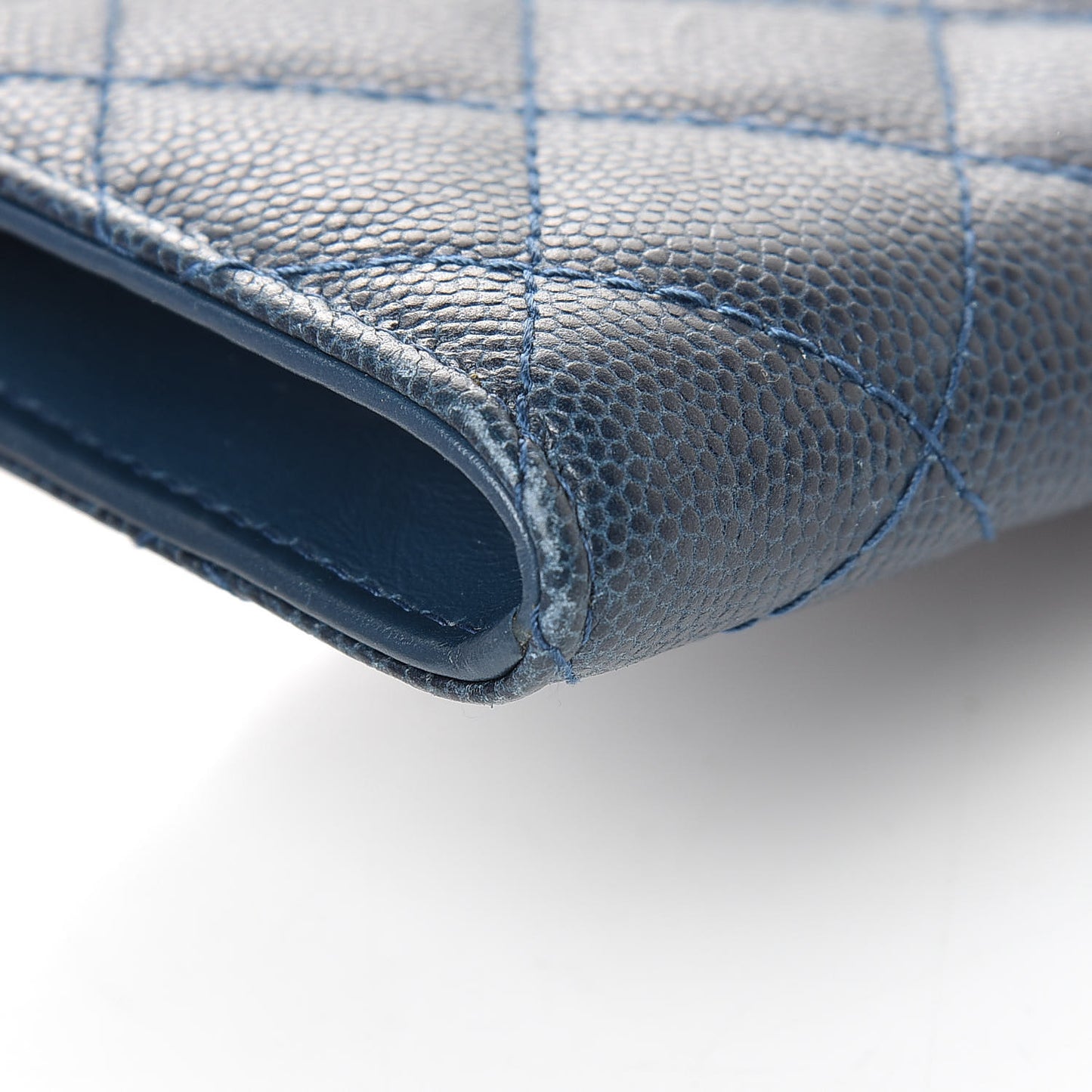 Caviar Quilted Key Holder Case Navy
