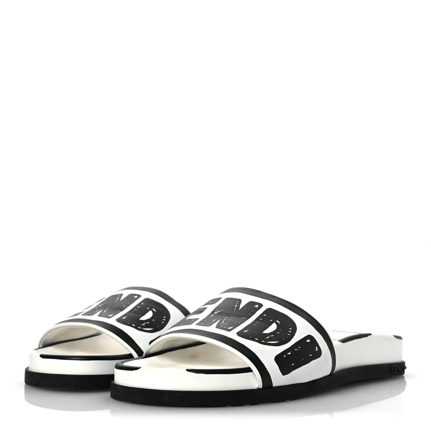 X JOSHUA VIDES Roma Calfskin Fussbetts Slide Sandals 37 Snow White Black