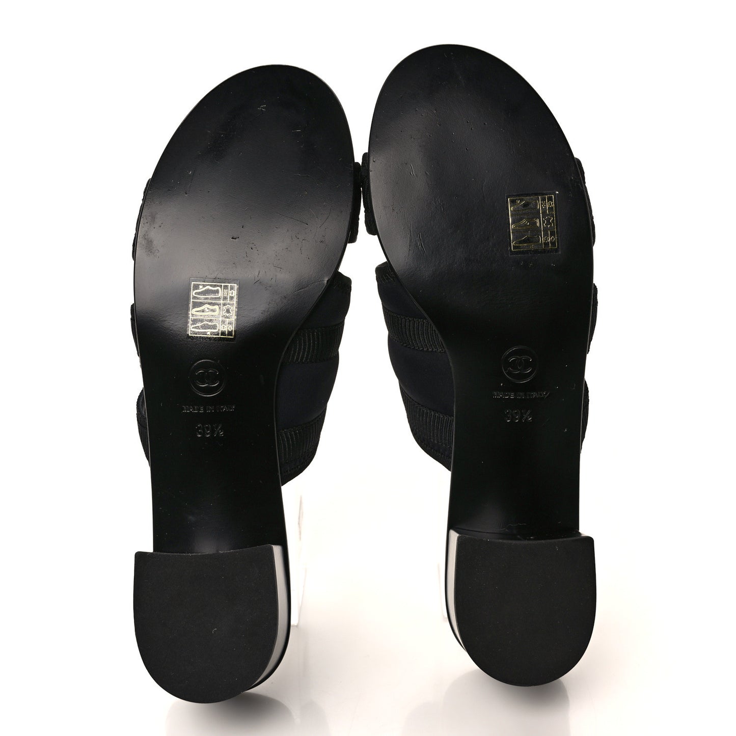 Fabric Metal CC Logo Mules 39.5 Black