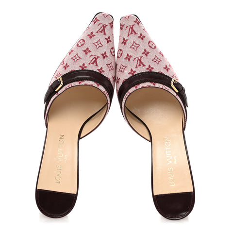 Monogram Mini Lin Mules 38 Cherry