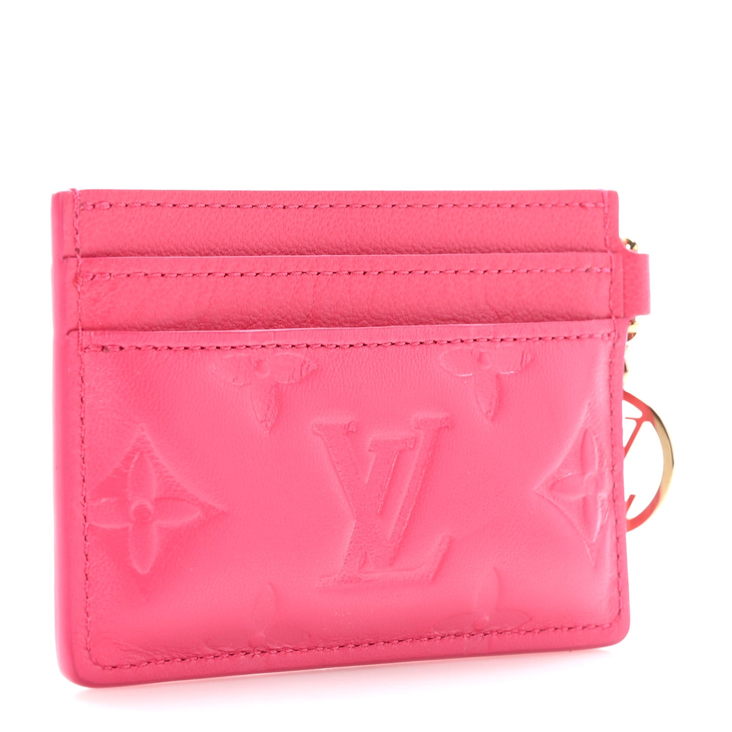 Lambskin Embossed Monogram Coussin Card Holder Bougainvillier