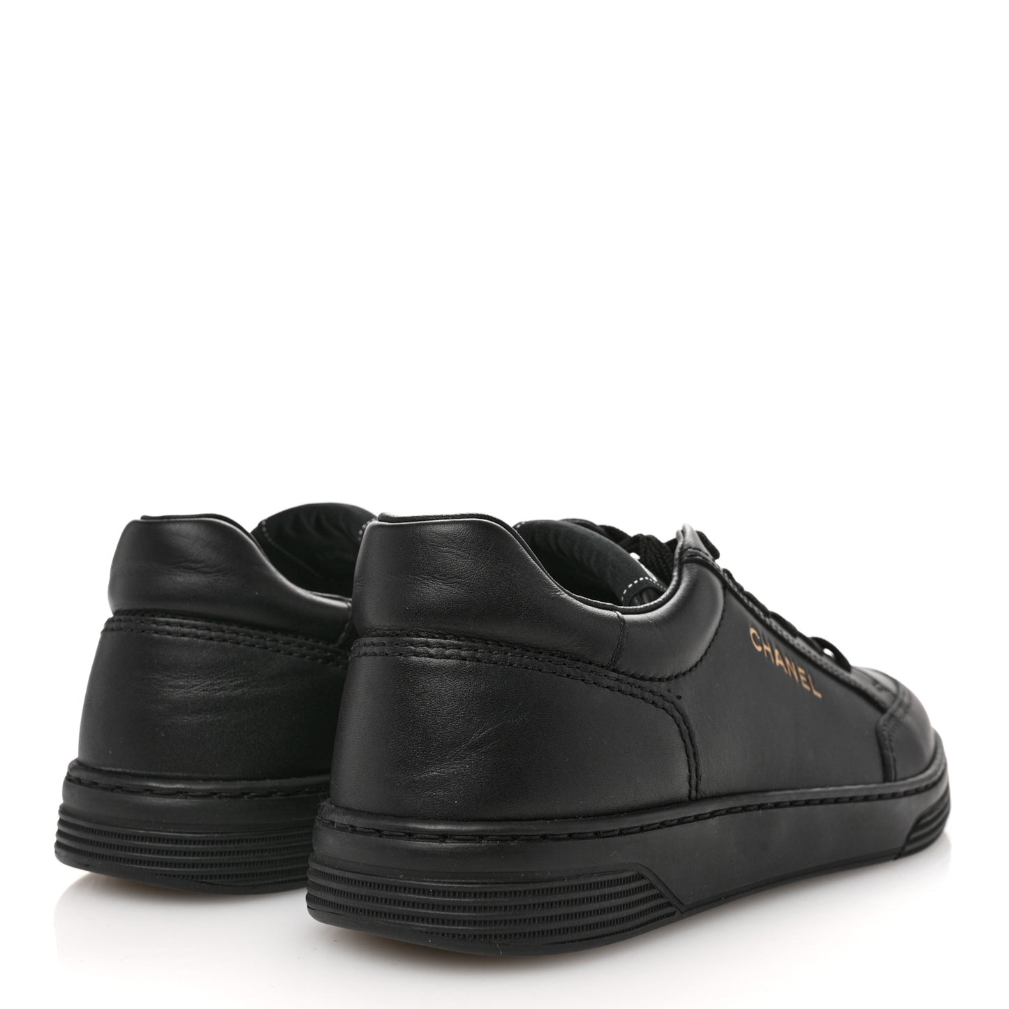 Calfskin Womens CC Logo Sneakers 38.5 Black