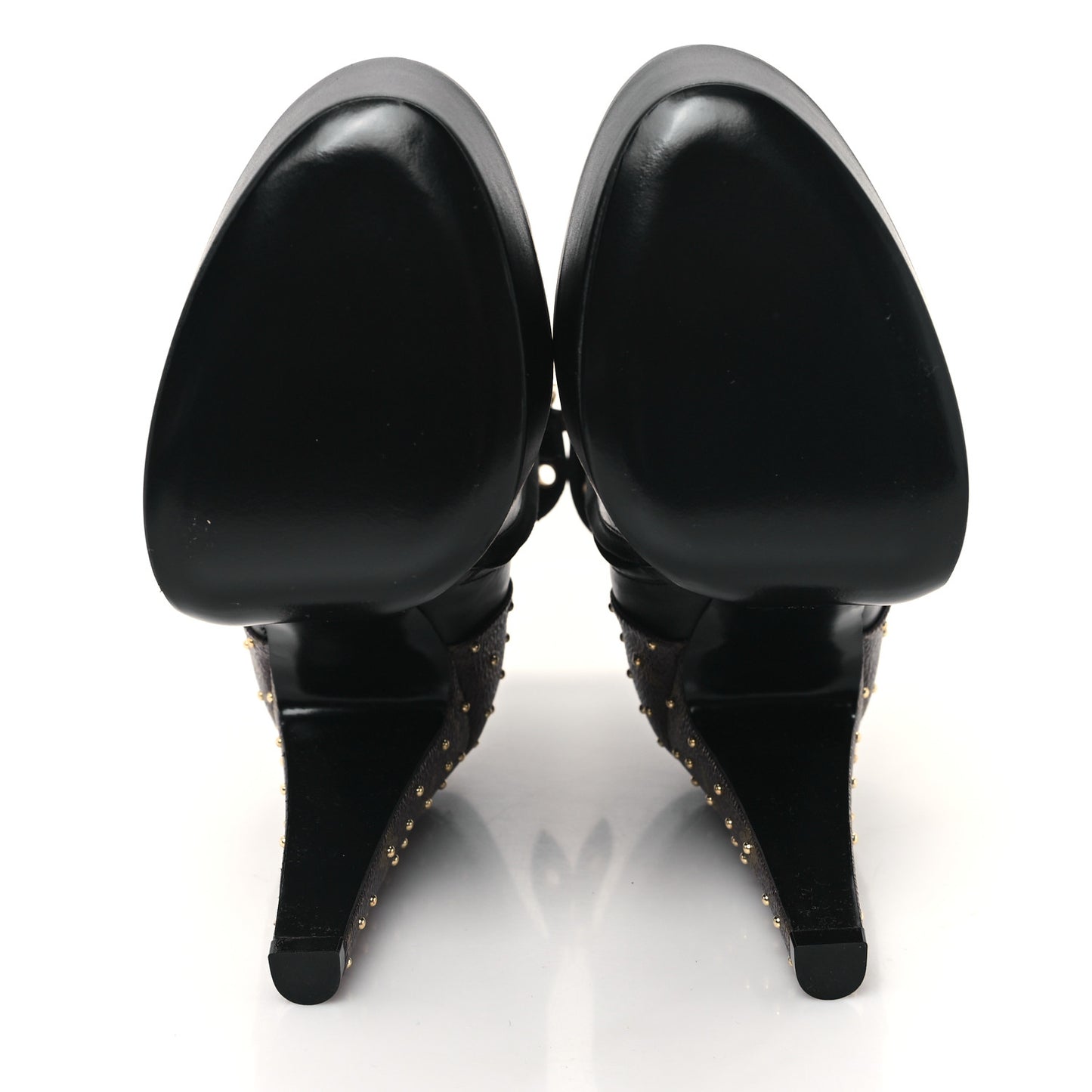 Soft Calfskin Monogram Afterglow Platform Ankle Boots 37 Black