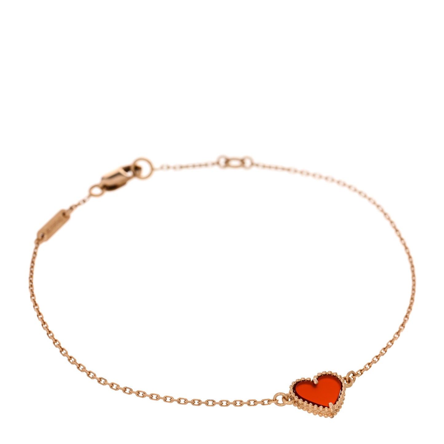 18K Rose Gold Carnelian Sweet Alhambra Heart Bracelet