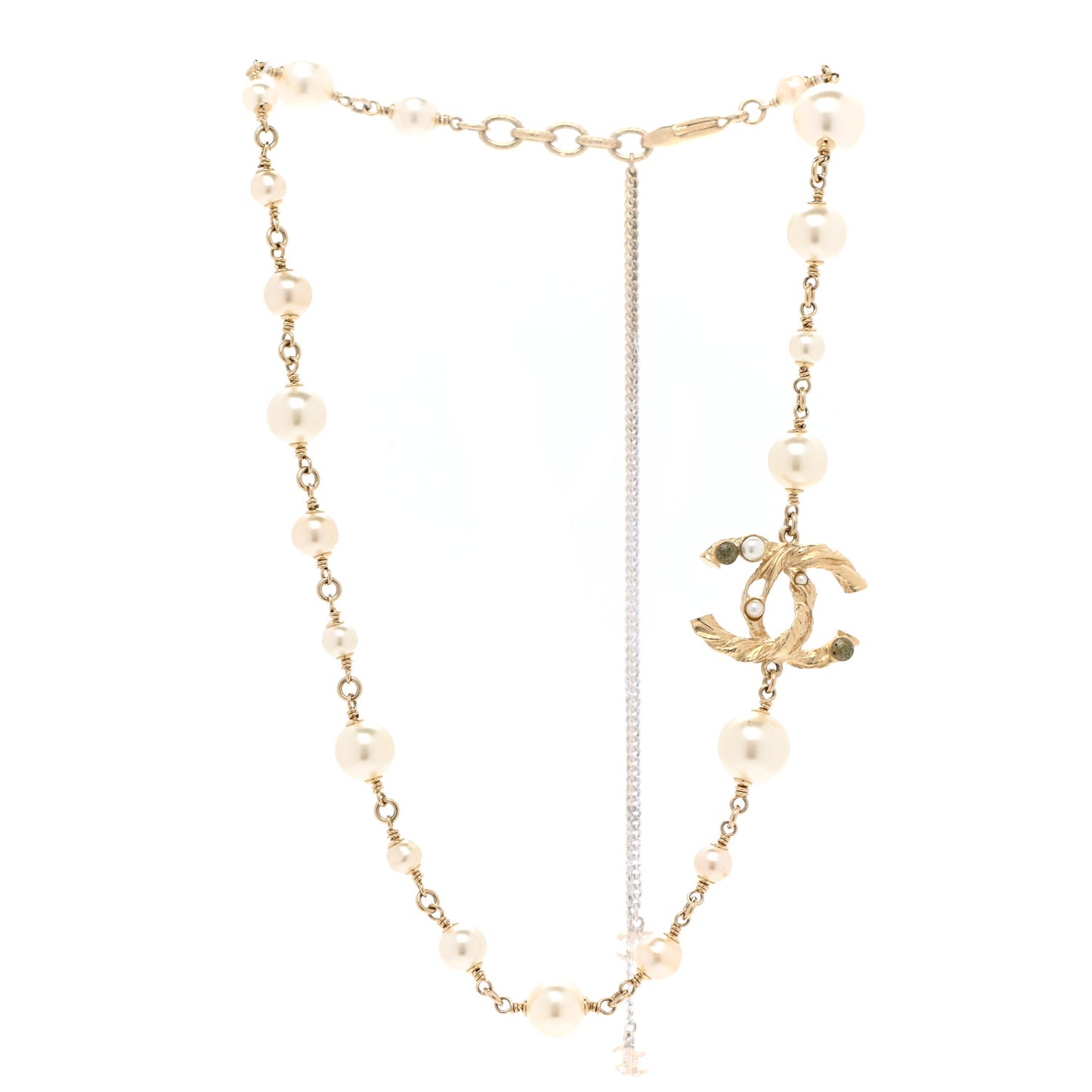 Pearl Resin Twisted CC Necklace Gold
