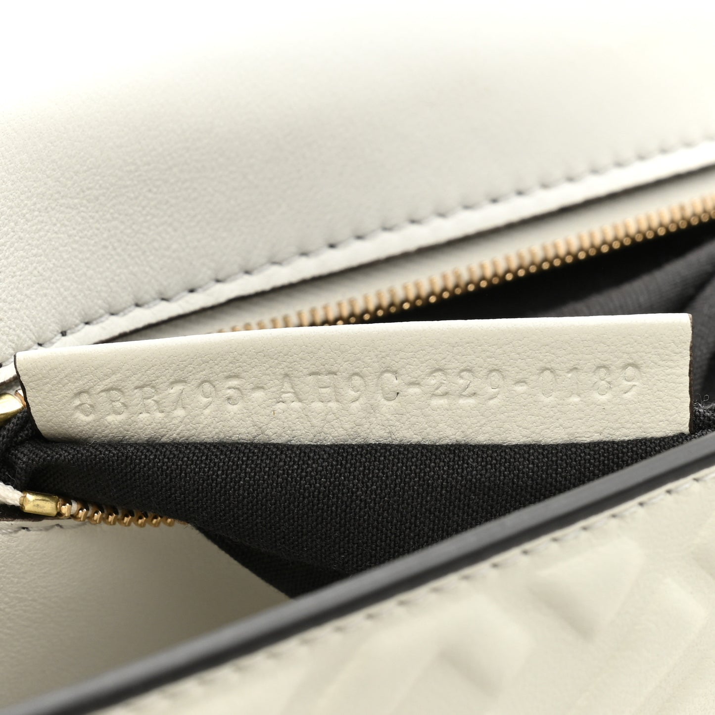 Nappa Small FF Embossed Large Chain Baguette White