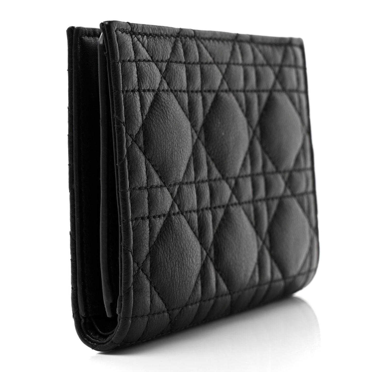 Supple Calfskin Cannage Caro Slim Wallet Black