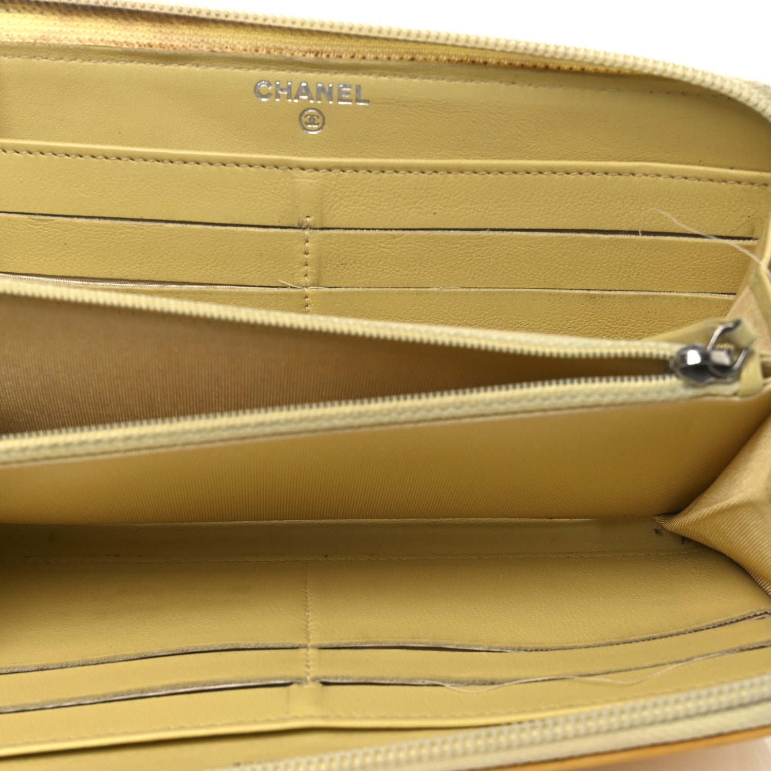 Chanel Patent Large Gusset CC Zip Wallet Yellow 5 of 13