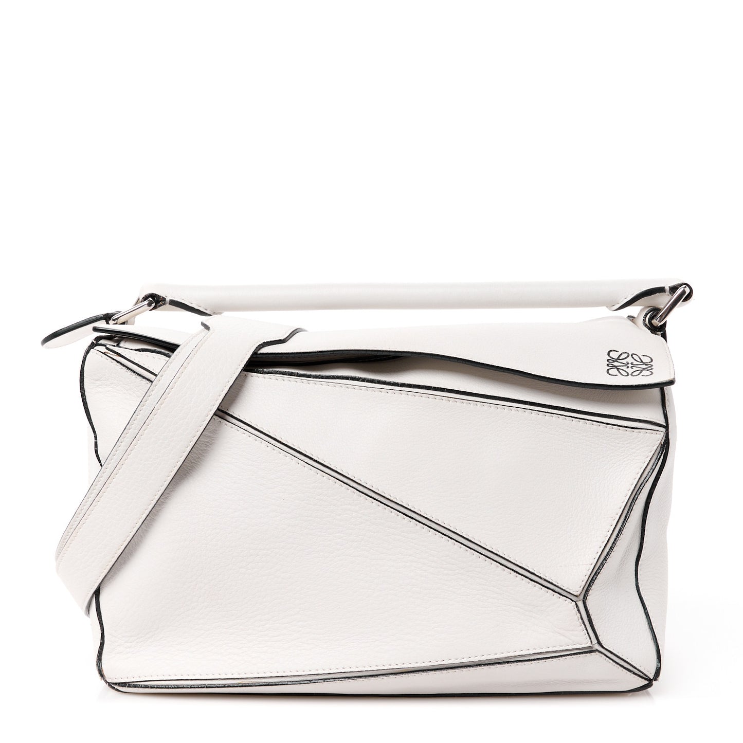 Calfskin Medium Puzzle Bag White