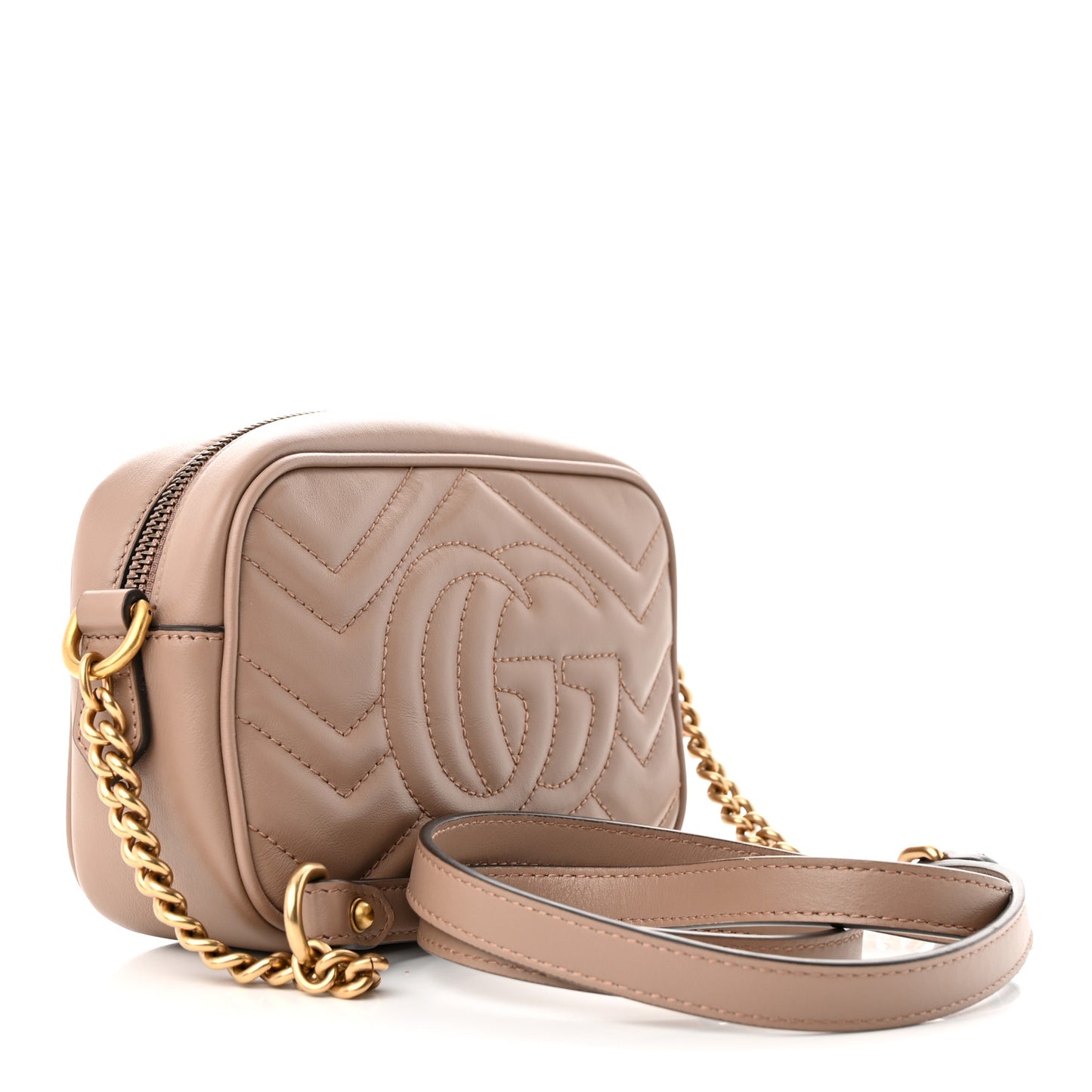 Calfskin Matelasse Mini GG Marmont Chain Shoulder Bag Porcelain Rose