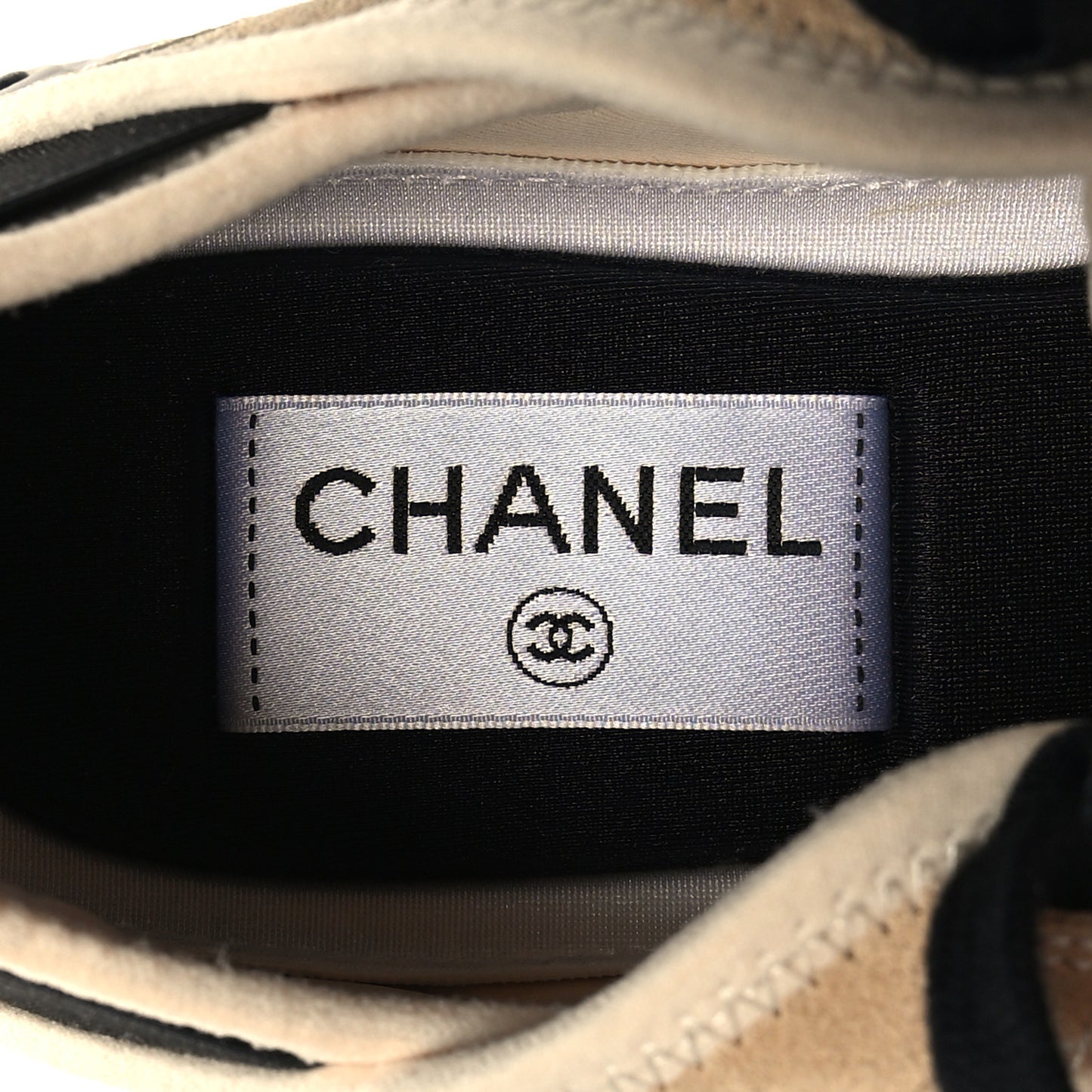 Velvet Calfskin Mixed Fibers CC Sneakers 36 Beige