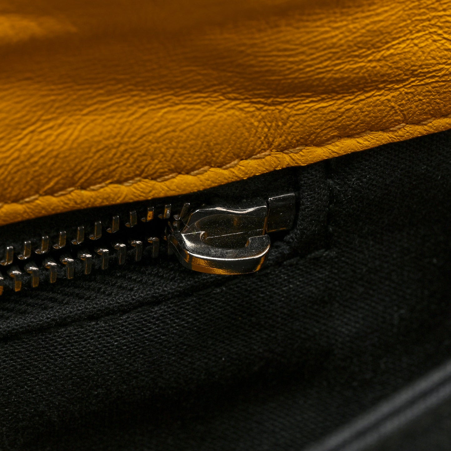 Chevre Silver Metallic Edge Hardware Envelope Clutch Jaune Epi