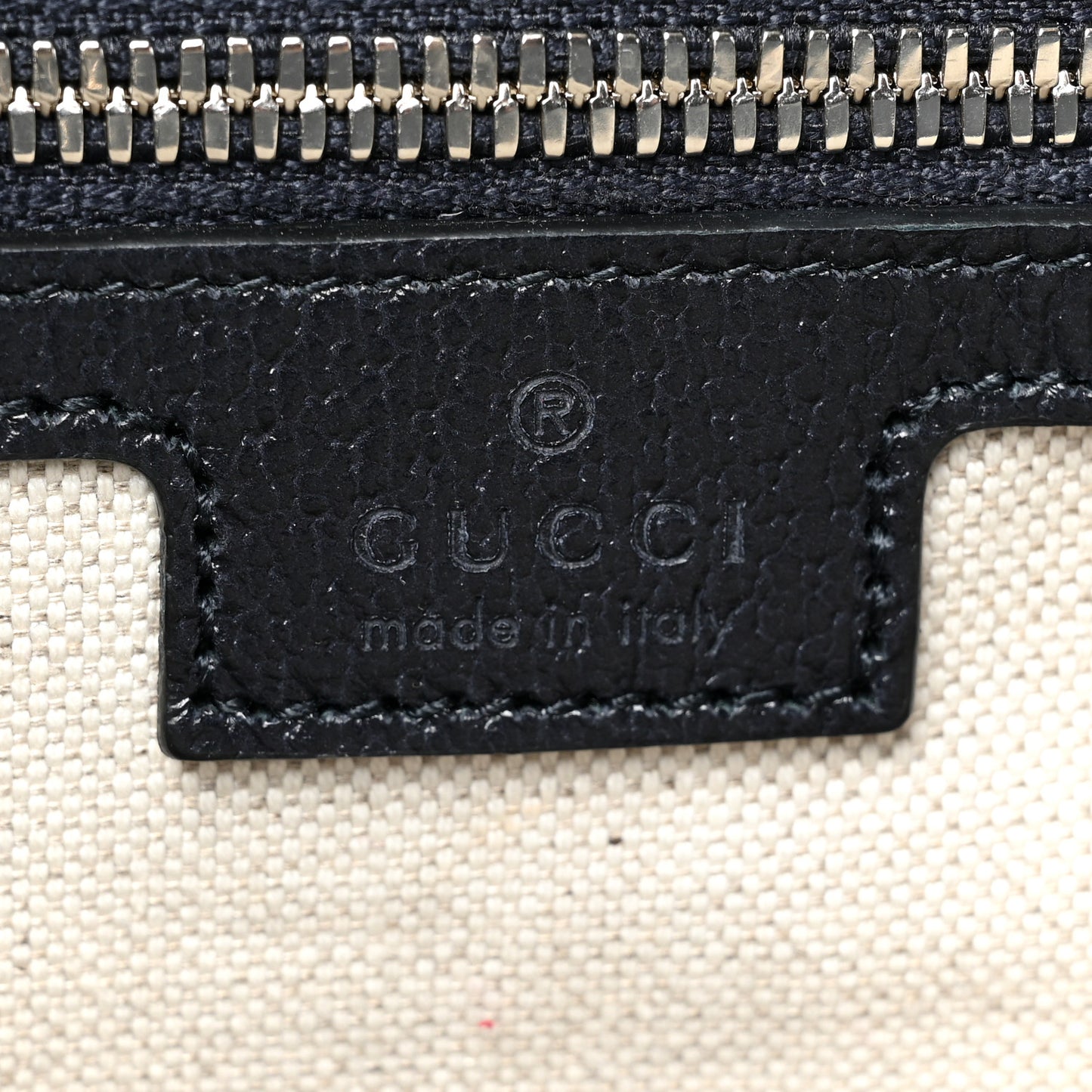 GG Supreme Monogram Textured Dollar Calfskin Web Medium Retro Interlocking G Tote Bag Beige Blue