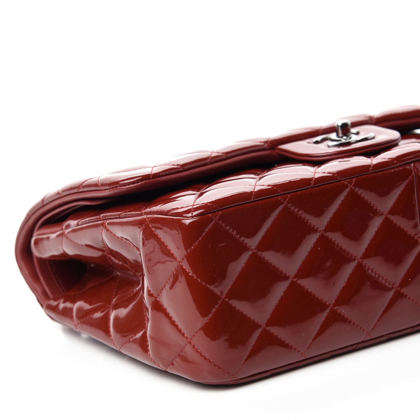 Patent Quilted Jumbo Double Flap Dark Red