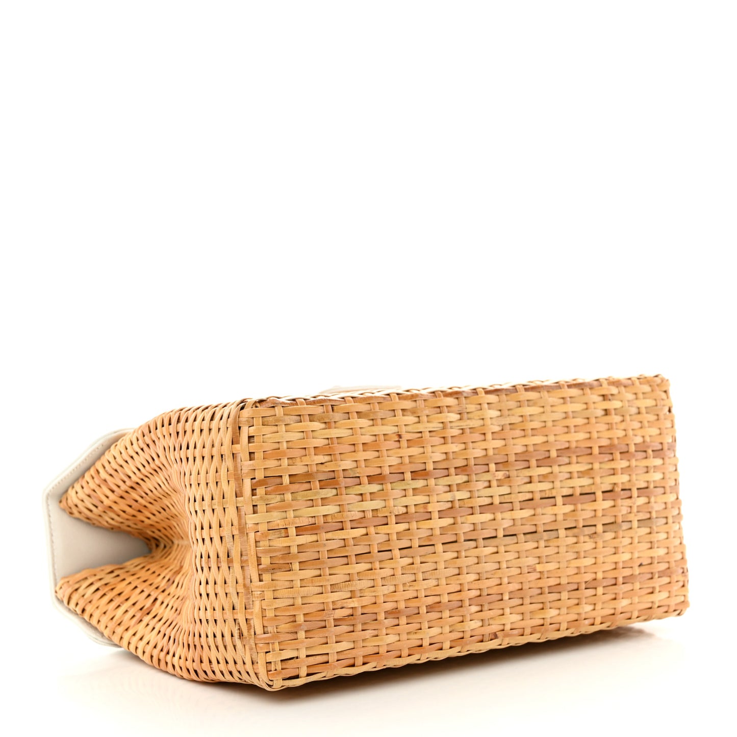 Calfskin Rattan Basket Flap Shoulder Bag White