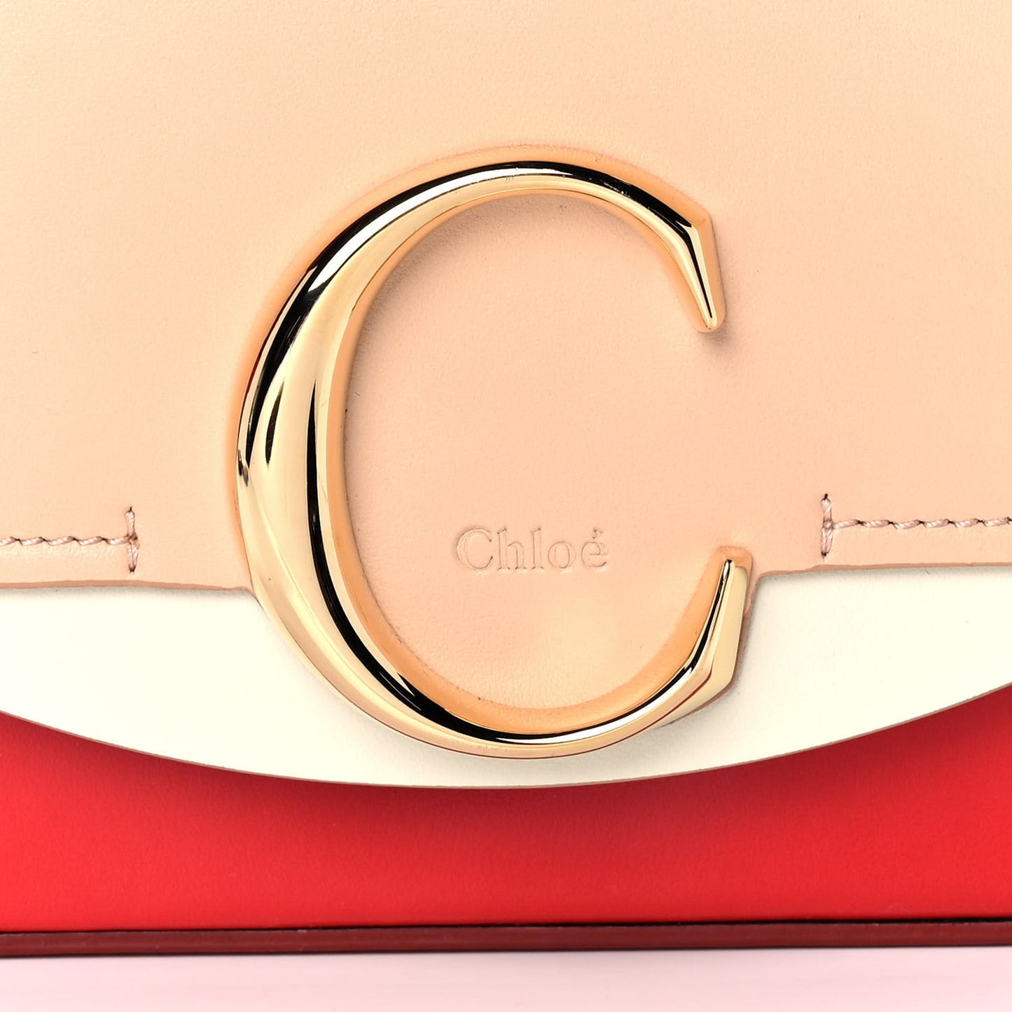 Shiny Calfskin Goatskin Mini C Double Carry Red Pink