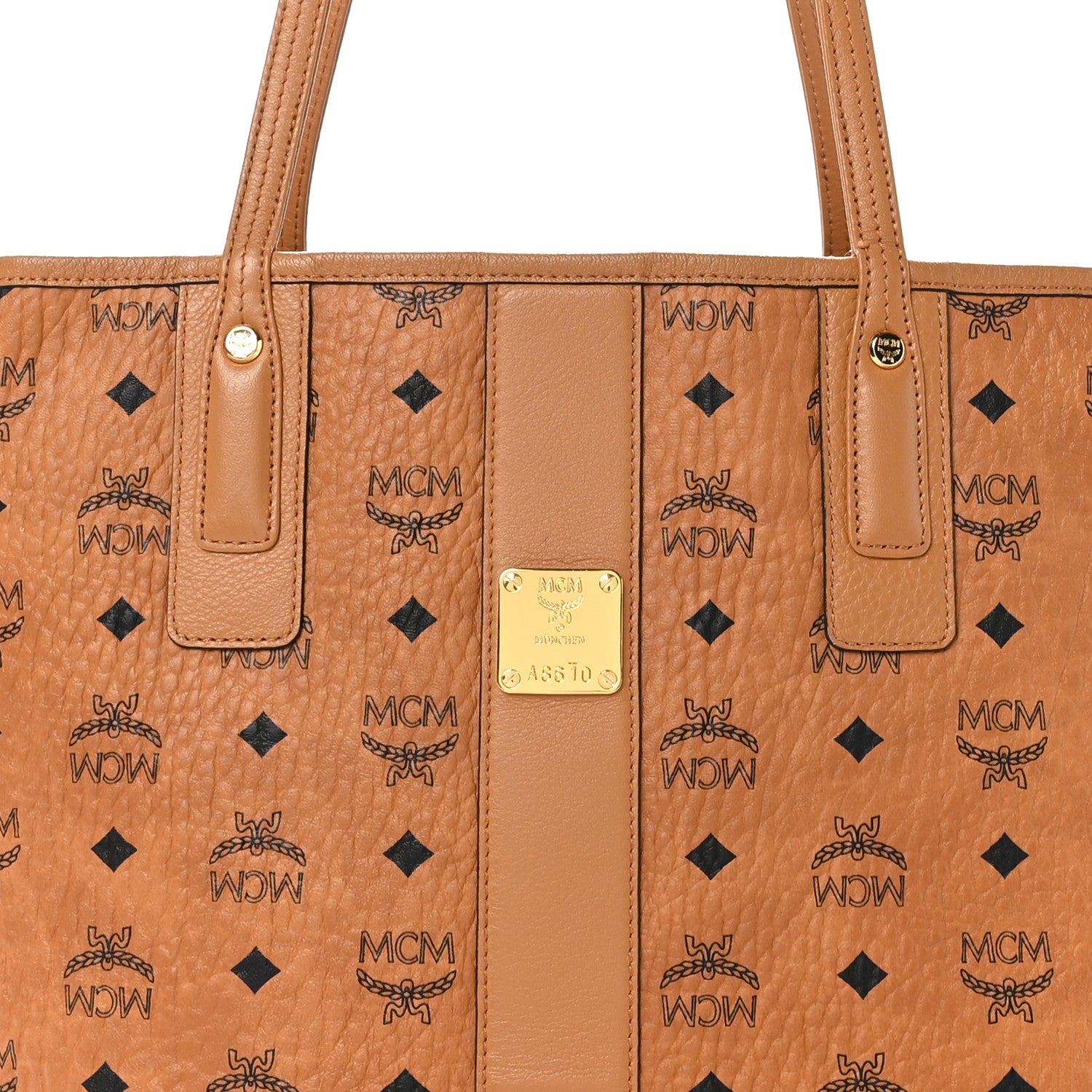MCM Visetos Medium Liz Reversible Shopper Tote Cognac 6 of 15