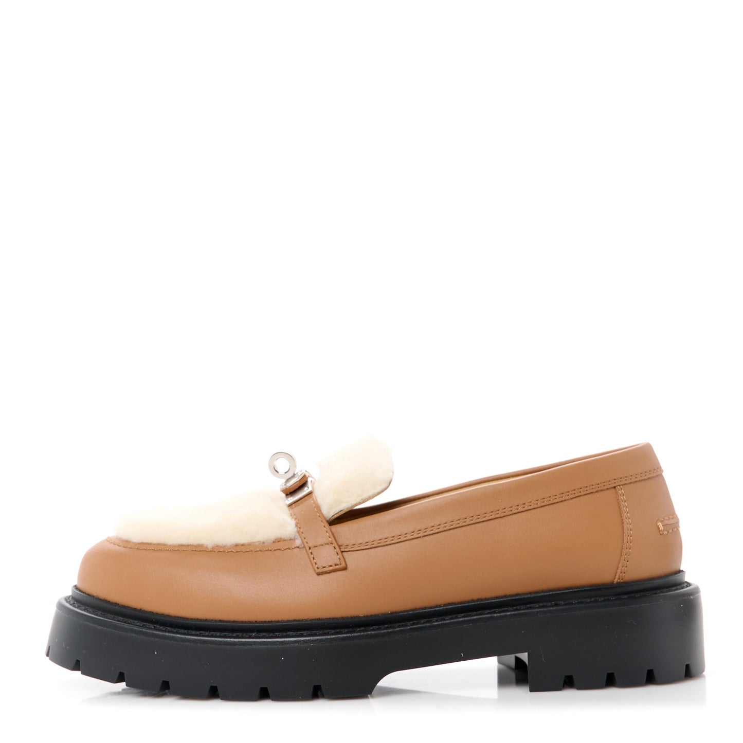 Calfskin Shearling Icone Loafers 37 Naturel