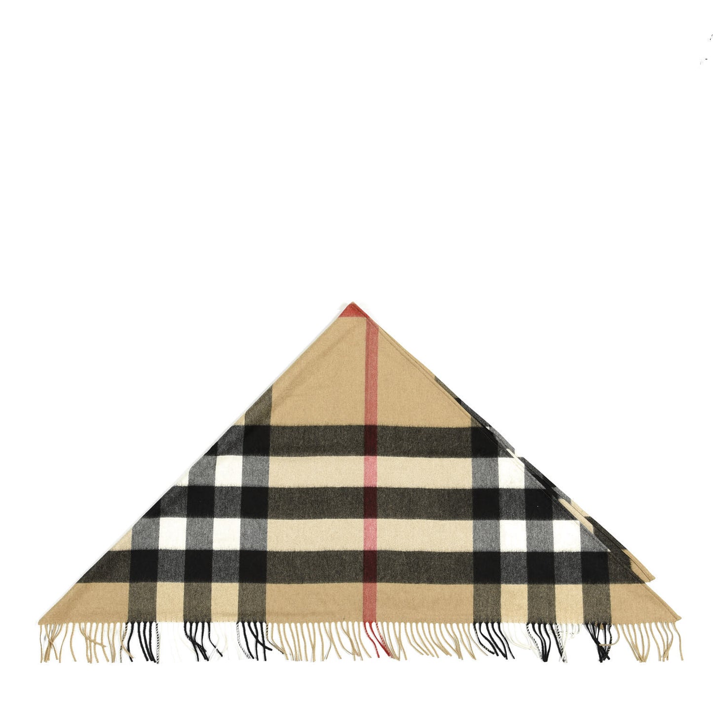 Cashmere Giant Check Fringe Cape Scarf Archive Beige