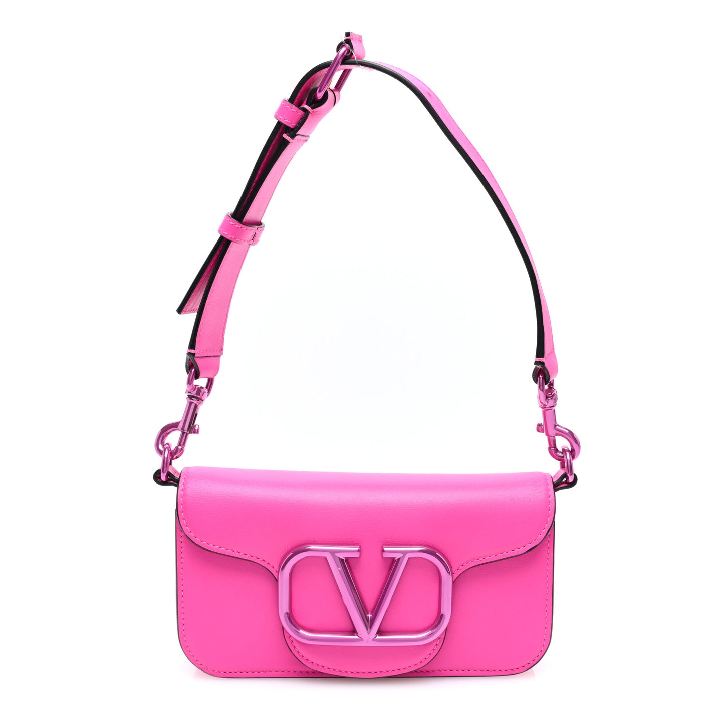 Calfskin Lacquer Monochrome Vlogo Mini Loco Crossbody Bag Pink PP