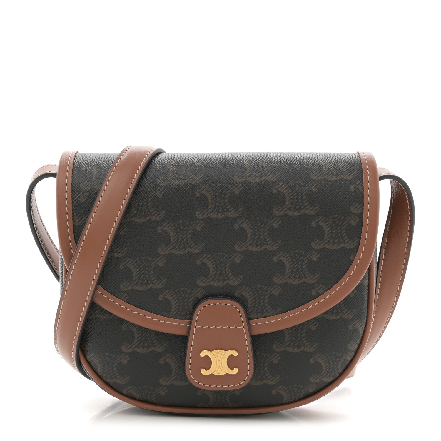 Take A Look About Mini Besace In Triomphe Canvas And Calfskin Tan