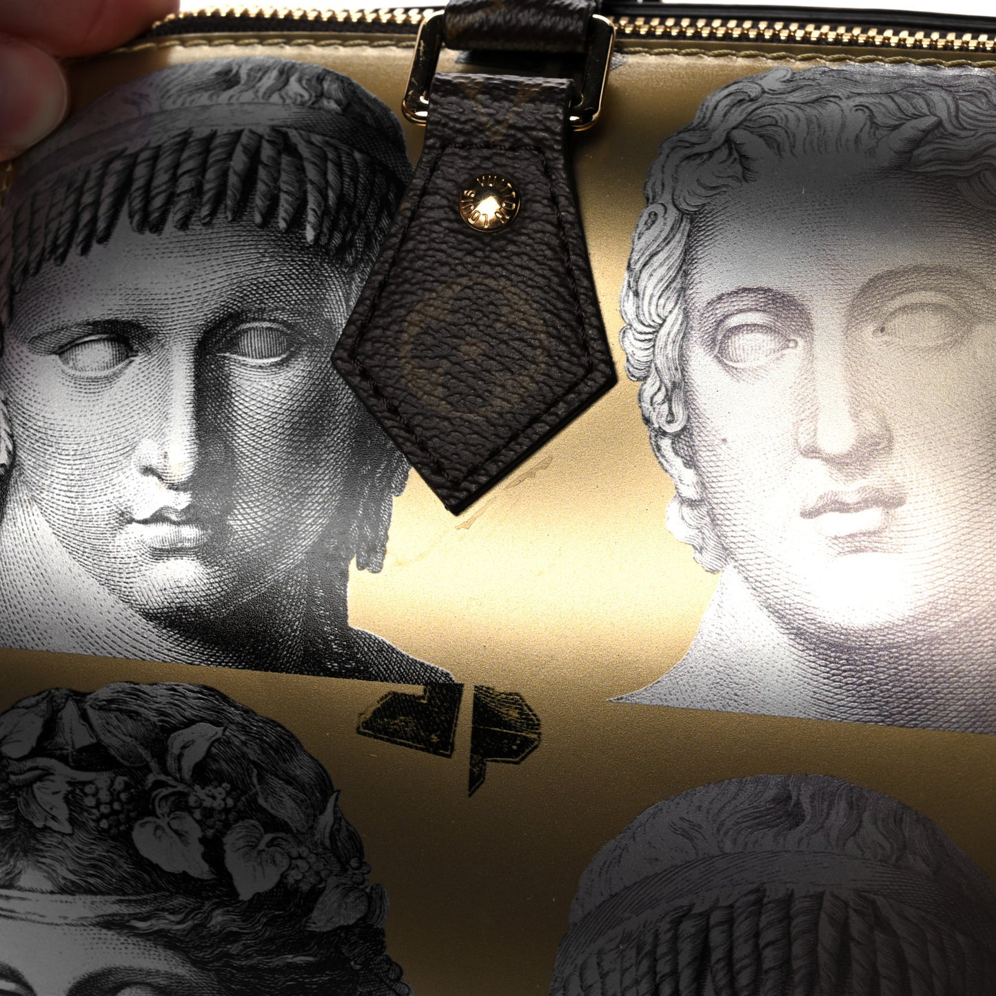 X FORNASETTI Calfskin Fornasetti Speedy Bandouliere 25 Gold