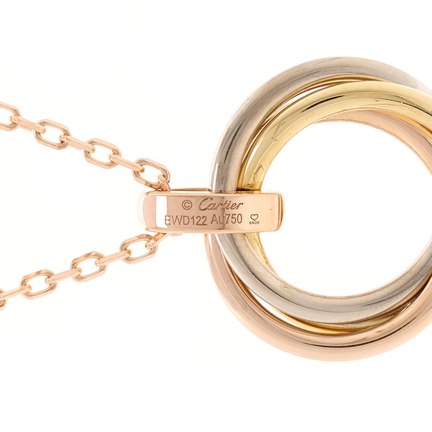 18K Pink White Yellow Gold Diamond Trinity Pendant Necklace