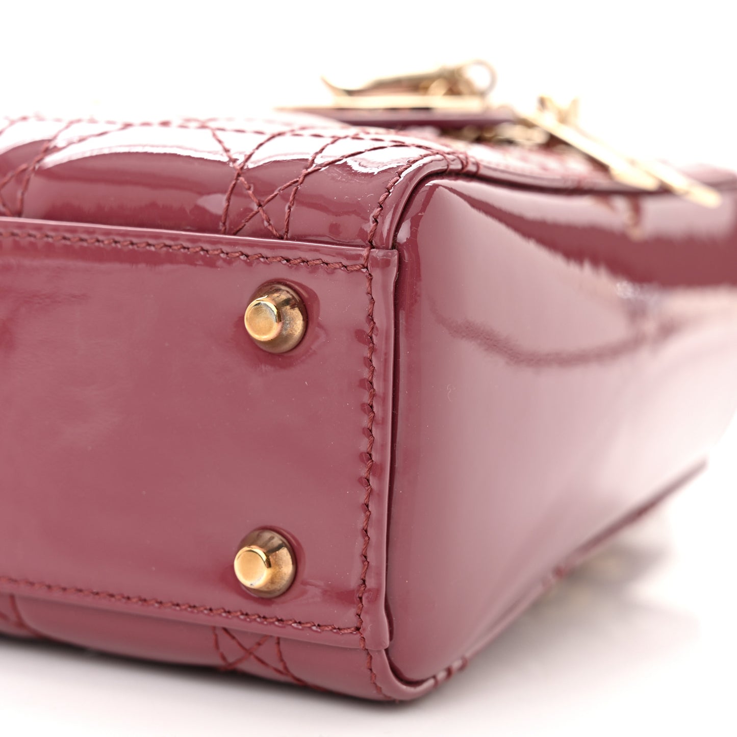 Patent Cannage Mini Lady Dior Dark Pink