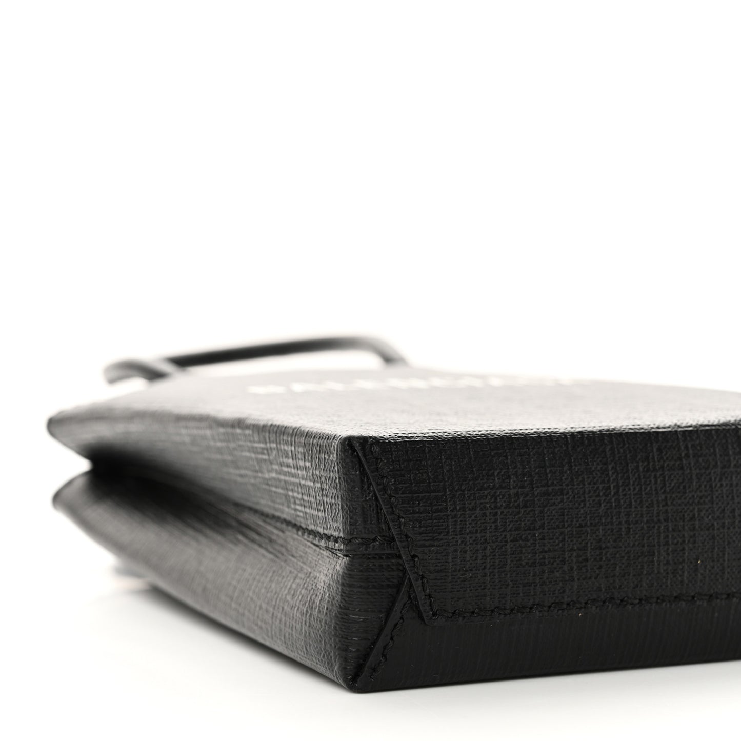 Squared Calfskin Logo Shopping Phone Holder Bag Black