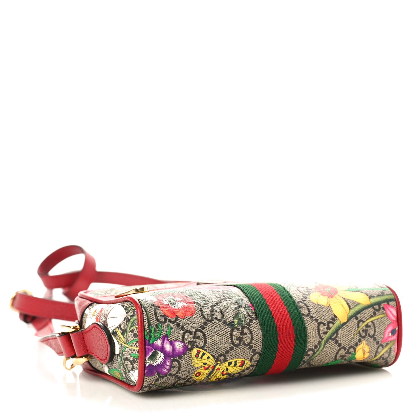 GG Supreme Monogram Flora Web Mini Ophidia Shoulder Bag Red