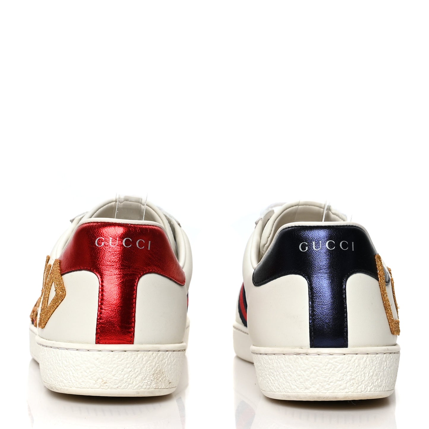 Calfskin Nappa Web LOVED Embroidered Mens Ace Sneakers 9 White Red Flame Notte
