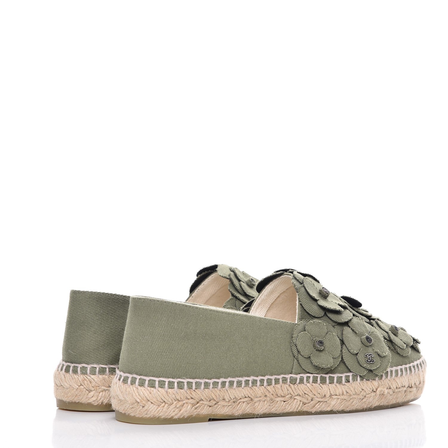 Chanel Fabric Camellia CC Espadrilles 41 Khaki 4 of 9