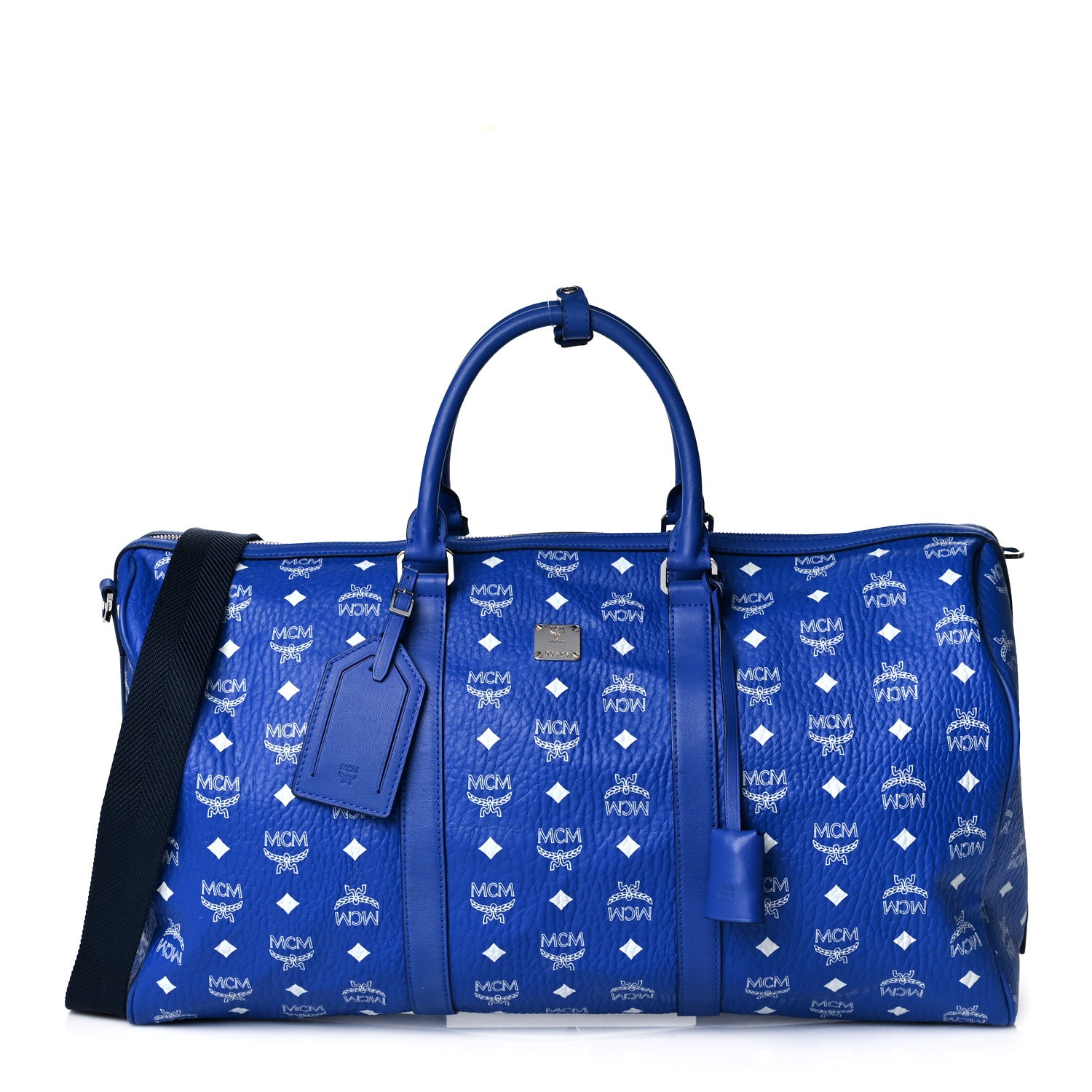 MCM Visetos Medium Traveler Weekender Duffle Bag Blue 1055501